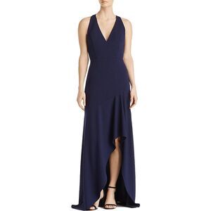 Avery G Womens 8 Navy Blue V Neck Sleeveless Gown Dress NWT CH59